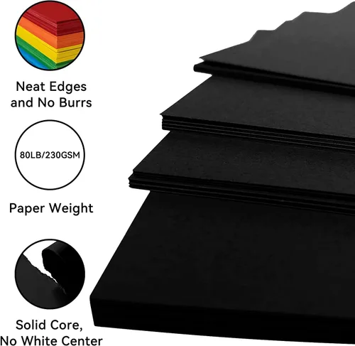 Vista 2 de 30 hojas de papel de cartulina negro, cartulina de 11 x 17 pulgadas para Cricut, papel de construcción grueso para hacer tarjetas, álbumes