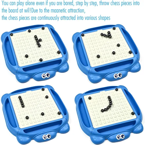 Vista 6 de Juego de ajedrez magnético, juego de mesa magnético con tablero y 40 piedras, innovador juego de rompecabezas de estrategia magnética para niños