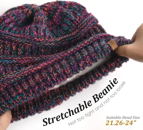 Vista 23 de FURTALK Gorros de invierno para mujer, con forro polar, gorro de punto holgado y cálido, gorro de esquí