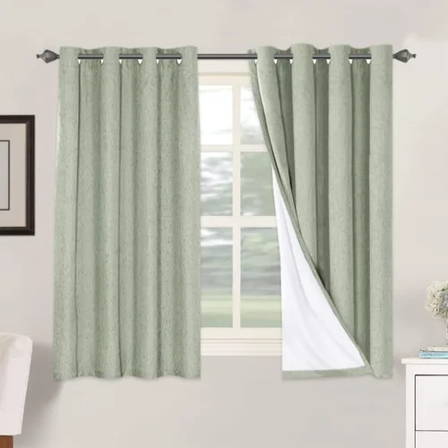 Vista 139 de H.VERSAILTEX Cortinas 100% opacas con aislamiento térmico, texturizadas, de lino, con bloqueo completo de calor y luz, para sala de estar y Negro
