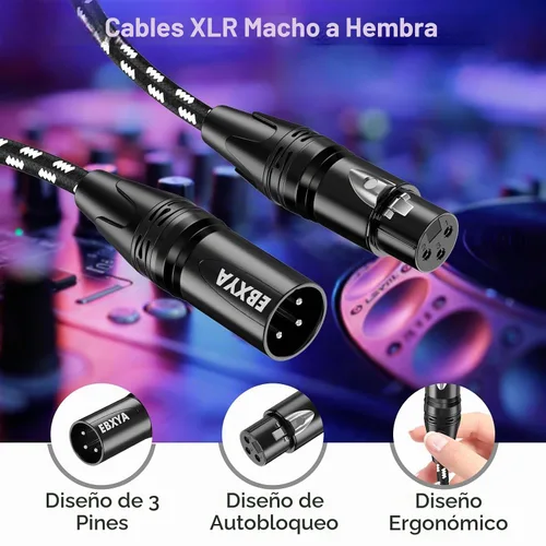 Vista 3 de EBXYA Paquete de 4 cables XLR de 6 pies, trenzado de 3 pines equilibrado macho a hembra