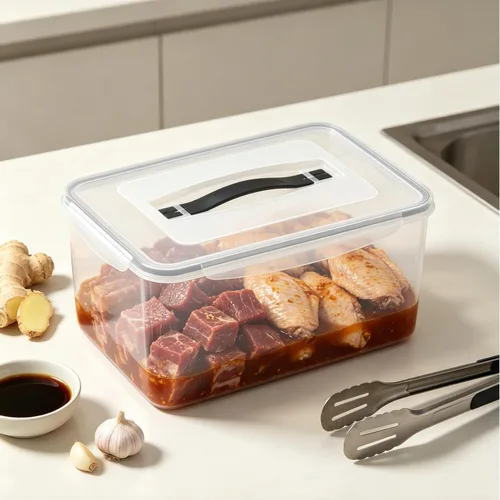 Vista 5 de Paquete de 4 recipientes herméticos de plástico transparente para almacenamiento de alimentos, caja de plástico de 15 cuartos de galón con tapa