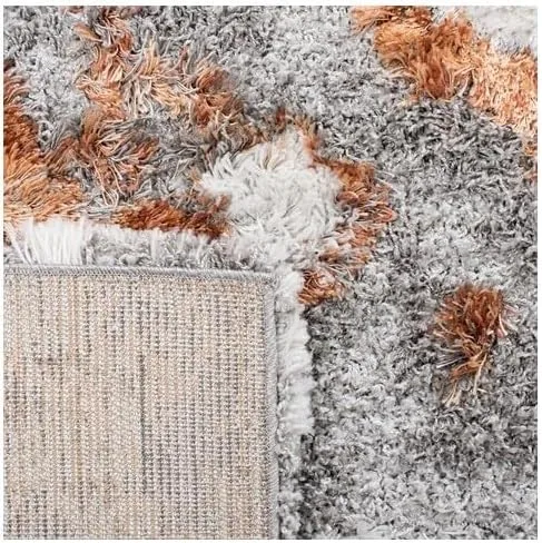 Vista 5 de SAFAVIEH Horizon Shag Collection - Alfombra cuadrada de 5 pies, color gris y óxido, diseño abstracto moderno, no desprende pelusa y de fácil