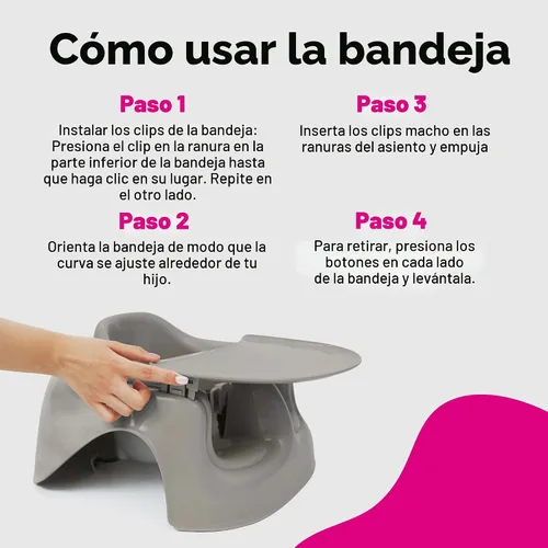 Vista 6 de Bumbo Asiento de piso de plástico Lite y bandeja combo, 3 a 12 meses Breige