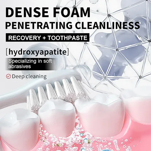 Vista 4 de 10% Nano Hidroxiapatita Pasta de dientes para reparación avanzada del esmalte y alivio de la sensibilidad, sin flúor, menta fresca, pasta dental