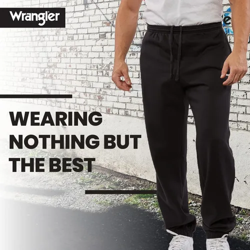 Vista 4 de Wrangler Pantalones deportivos para hombre, regulares, grandes y altos, de forro polar, pantalones deportivos con bolsillos