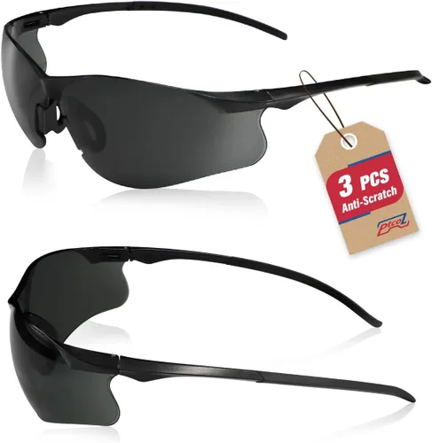 Vista 25 de Paquete de 3 lentes de seguridad tintados ámbar: lente de policarbonato antiarañazos con certificación ANSI Z87.1, protección UV para construcción