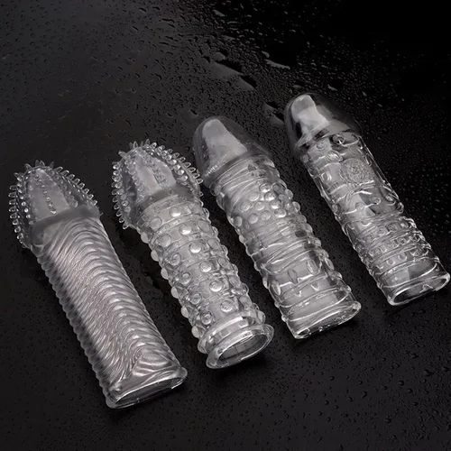 Vista 6 de 4 Nuevos Diseños Transparente Roscado Condones Masculino Adulto Bloqueo fino Cristal Manga Un Conjunto 4 Piezas 7524144163