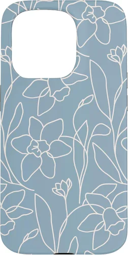 Vista 14 de Poppy Flower Line Art Modern Leaves Boho Light Blue Case for iPhone 17