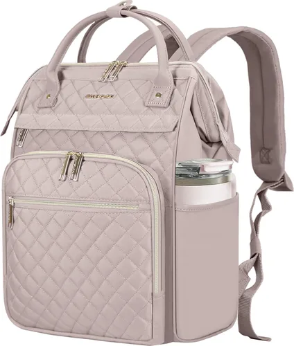 Vista 12 de EMPSIGN - Mochila para laptop de 15.6 pulgadas para mujeres, bolsa de viaje para computadora, negocios y trabajo, repelente al agua, mochila casual