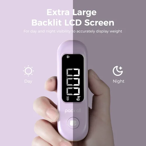 Vista 2 de pack all Báscula de equipaje de 110 libras, báscula digital de equipaje de mano, báscula de peso para maleta de viaje con pantalla LCD, batería