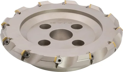 Vista 3 de Molino de cara indexable (carcasa) de 2" 45°, diámetro del orificio del eje de 3/4", 3 flautas, con 3 piezas de inserciones de carburo SEAN42