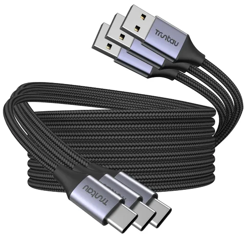 Vista 12 de Cable de carga rápida de nailon trenzado USB A a USB C de 3 pies, compatible con iPhone 17/17 Pro/16e/16 Plus/15 Pro/15, Samsung Galaxy