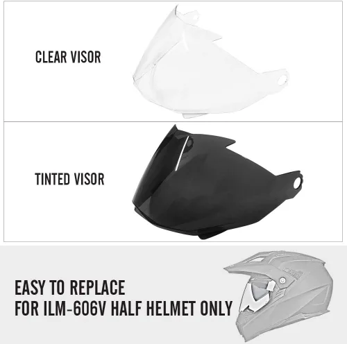 Vista 6 de ILM 606V - Cascos de motocicleta para todoterreno, motocross, ATV, Dirtbike, con visor solar, doble deporte, negro con pantalla tintada