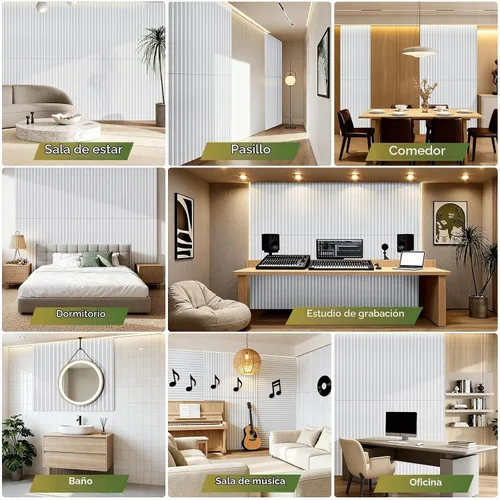 Vista 8 de TO-TH Paneles acústicos grandes de doble capa de absorción de sonido, paquete de 4, color blanco