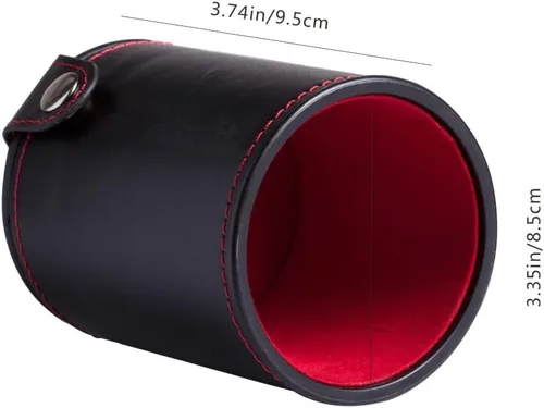 Vista 2 de Taza de dados de piel sintética, herramienta de almacenamiento de dados con forro de fieltro de moda, agitador de dados silencioso para disfrutar