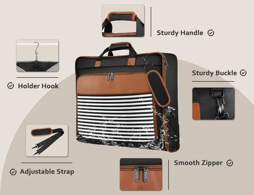 Vista 4 de MATEIN Bolsas de ropa de mano para viajes, bolsa de traje con correa de hombro ajustable desmontable, bolsa de equipaje plegable impermeable