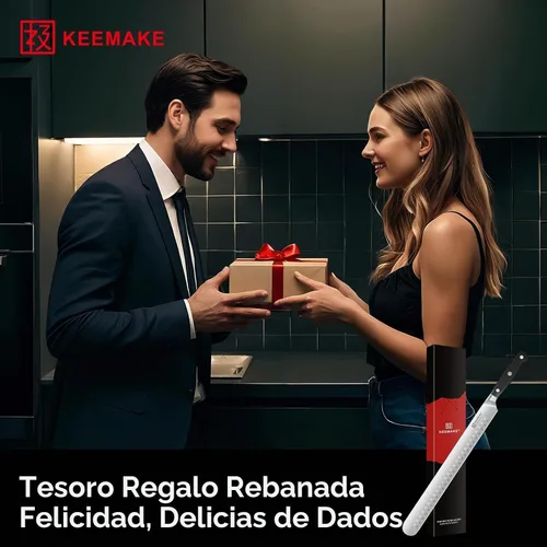 Vista 8 de Cuchillo para pechuga de KEEMAKE, cuchillo de trinchar de 12 pulgadas, cuchillos de corte alemanes de acero de hoja de navaja para carne con mango