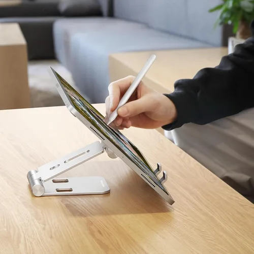 Vista 4 de OMOTON Soporte plegable para teléfono celular, C4 soporte de teléfono de aluminio portátil, base de acoplamiento ajustable para teléfono compatible