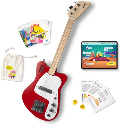 Vista 10 de Loog - Guitarra eléctrica mini para niños principiantes, con amplificador incorporado, a partir de 3 años, aplicación de aprendizaje y lecciones