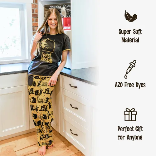 Vista 6 de Lazy One Conjunto de pijama para mujer, manga corta con bonitos estampados, ajuste relajado