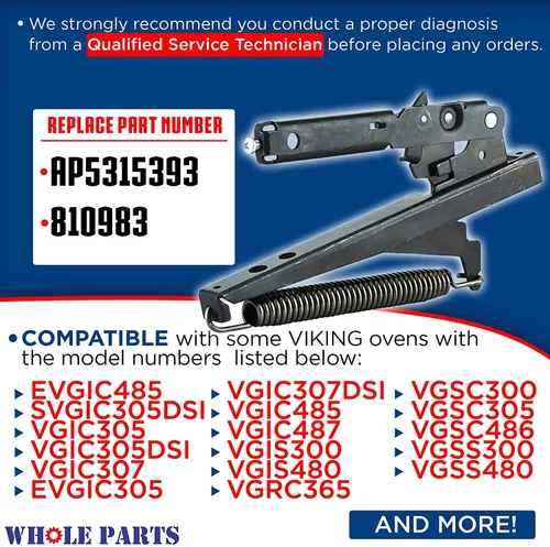 Vista 2 de Bisagra para puerta de horno Whole Parts mejorada (negro) Parte # PC020007 [versión mejorada más fuerte], repuesto y compatible con algunos hornos