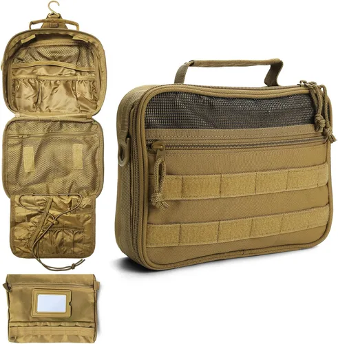 Vista 11 de SMONT Neceser de viaje para hombres con diseño de apertura completa de doble lado, organizador de artículos de aseo de viaje, kit Dopp, bolsa