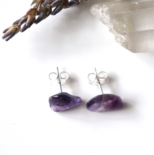 Vista 15 de Pendientes de tuerca de cristal de piedra natal aleternativa para mujer y hombre