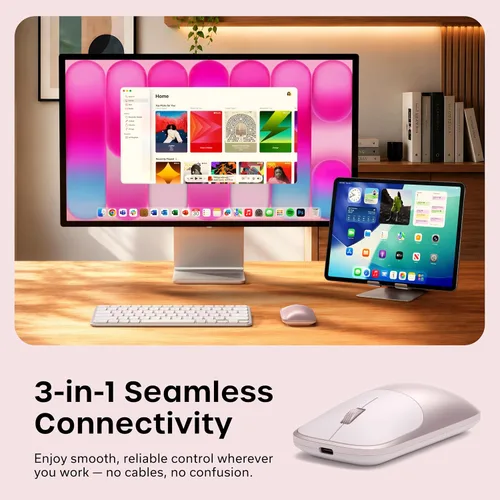 Vista 2 de Satechi Slim EX Wireless Mouse, Multi-Device Bluetooth & 2.4GHz Connection for macOS, Windows, iPadOS, and Android, Quiet Clicks, Anodized Aluminum