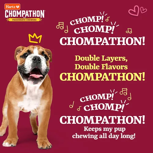 Vista 8 de Hartz Chompathon Diamondbite - Juguete masticable para perros masticadores agresivos, doble capa con sabor a pollo y mantequilla de maní