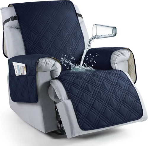 Vista 14 de TAOCOCO Funda para silla reclinable 100% impermeable que se mantiene en su lugar, fundas reclinables para sillas reclinables pequeñas con bolsillo