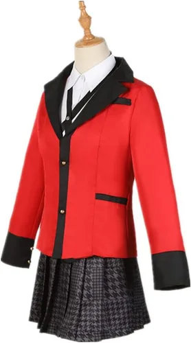 Vista 4 de Disfraz de Kakegurui de Jabami Yumeko para mujer, falda plisada uniforme para uniforme escolar, traje para fiesta de Halloween