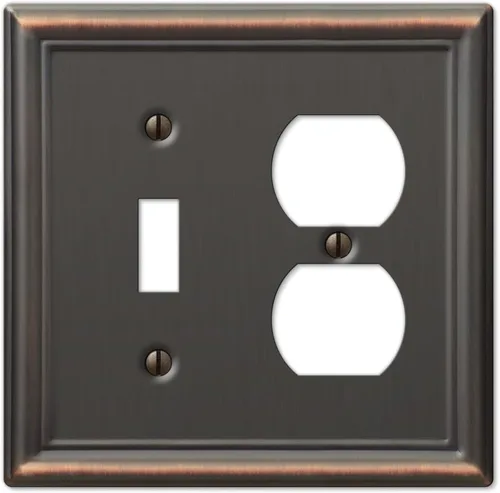 Vista 11 de Amerelle 149DDB - Placa de pared Chelsea, 1 Duplex, acero, bronce envejecido, 1 paquete
