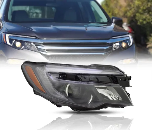 Vista 11 de Conjunto de faros delanteros compatible con Honda Pilot (2016-2018), Ridgeline (2017-2020) Faro halógeno certificado CAPA, izquierda/lado