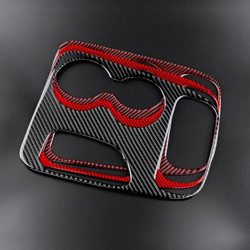 Vista 7 de AIRSPEED Cubierta de panel de palanca de cambios de fibra de carbono, calcomanía para consola central interior para Dodge Durango 2018 2019 2020