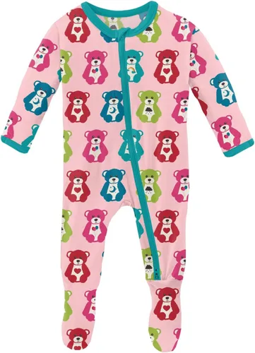 Vista 110 de KicKee Baby & Toddler - Pijama de viscosa ultrasuave de bambú con patas abatibles y puños