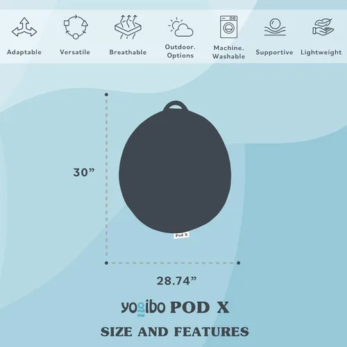 Vista 3 de Yogibo Pod X Sillón Pequeño de Bolsita de Frijoles para Salón para Adultos y Adolescentes con Relleno, Suave, de Felpa, Cómodo, Bolsita de Frijoles