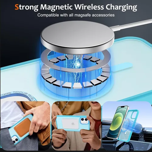 Vista 867 de Anuck - Funda magnética para iPhone 11 compatible con MagSafe, carcasa trasera mate translúcida dura, borde de TPU, delgada, resistente a impactos
