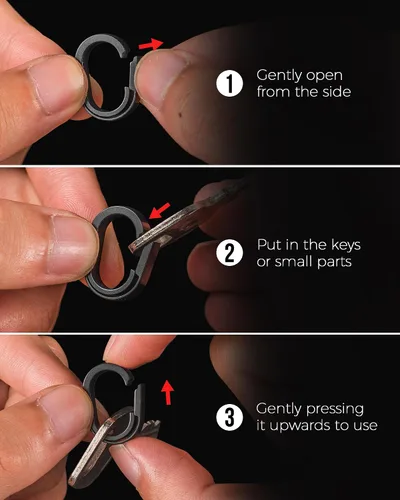 Vista 3 de FEGVE Key Ring, Titanium Side Pushing Key Rings Keychain Rings Small Split Keyrings for Men