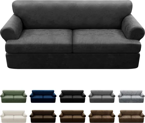 Vista 74 de Fundas para Sillón de 2 Piezas con Cojín en T, Fundas de Aspecto de Cuero para Sofá, Fundas para Sillas, Protector de Muebles Elástico, Funda