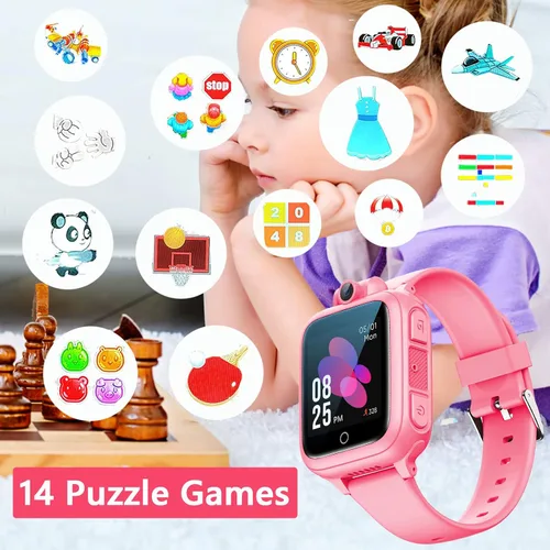 Vista 3 de Reloj inteligente para niños, reloj educativo, 14 juegos de rompecabezas, reproductor de música MP3, cámara de video, despertador, calculadora