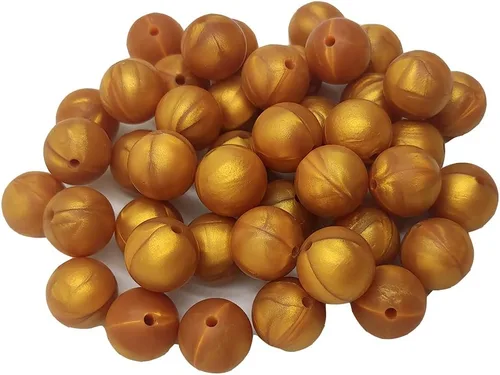 Vista 9 de 100 cuentas redondas de silicona doradas metálicas de 0.315 pulgadas de silicona sueltas para llavero, accesorio de joyería, manualidades