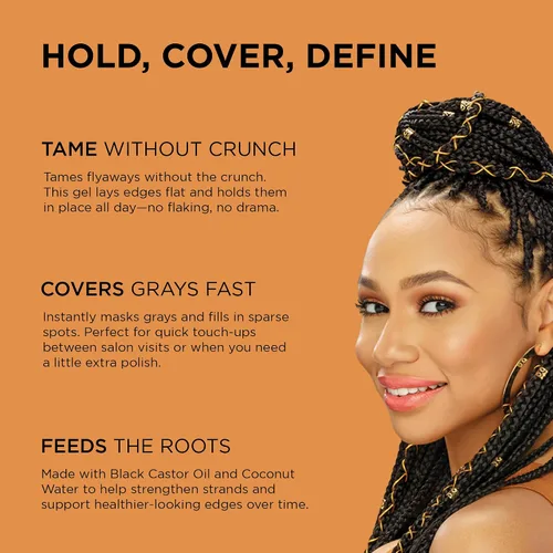 Vista 2 de African Pride Black Castor Miracle Hold & Cover Edge Gel para el cabello con aceite de ricino negro y control de bordes de agua de coco
