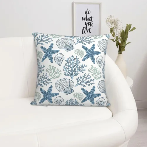 Vista 8 de Fundas de almohada de playa costera 18x18, juego de 2, fundas de almohada decorativas con diseño de estrella de mar y caballito de mar