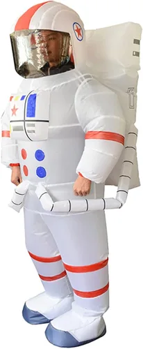 Vista 3 de Turtle Market - Disfraz inflable de astronauta para adultos, unisex, hecho de poliéster impermeable, talla única para la mayoría de los adultos
