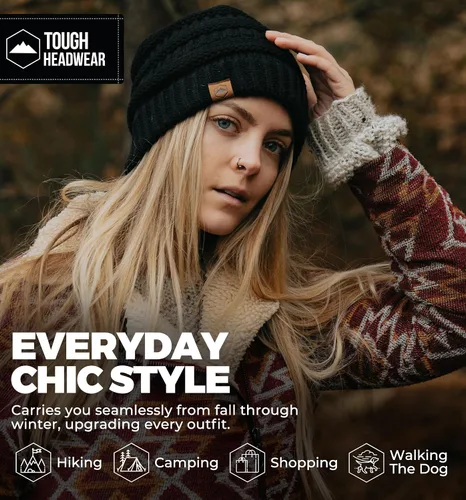 Vista 12 de Gorro de punto para mujer, cálido y suave, elástico, para clima frío de Tough Headwear
