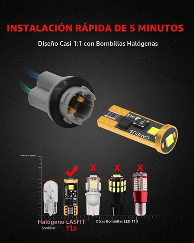 Vista 5 de LASFIT 194 Bombilla LED 6000K Blanca, T10 168 2825 W5W Bombillas LED de Repuesto, Para Luz de Domo/Mapa, Luz de Puerta, Luz de Cortesía, Luz