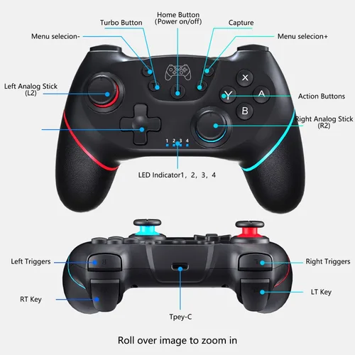 Vista 4 de YUYIU Upgraded Switch Controller Switch Pro Controller-Switch Remote Gamepad Joystick for Nintendo SwitchSwitch LiteSwitch OLEDPro Controller Switch