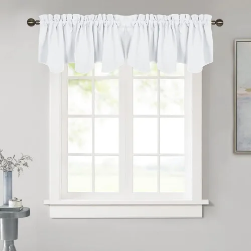 Vista 20 de NICETOWN - Cortinas con valances azul piedra para ventana de sala de estar, dormitorio, baño, 2 paneles estilo granja rústico para comedor, cortinas