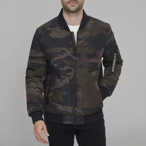 Vista 5 de Calvin Klein chamarra de aviador con detalle de cremallera acolchada para hombre